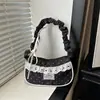Bolsa feminina tipo baguette de ombro 2026 verão nova nicho renda plissada doce e cool estilo patchwork pequena bolsa de ombro