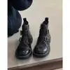 Botines Retro Británicos de Nicho para Mujer 2026 Otoño/Invierno Nuevos con Borrego Punta Redonda Botas de Motocicleta Tacón Grueso Botas Martin