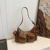 2025 Nuevo Bolso de Hombro Casual Elegante de Doble Bolsillo para Otoño e Invierno Bolso Cruzado de Moda para el Brazo Bolso de Nicho para Mujer