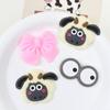 Parche de goma suave con forma de oveja de dibujos animados, grande y lindo, con forma de perro, horquilla con ojos grandes, funda para teléfono móvil, accesorios para zapatos con agujeros