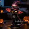 Lâmpadas Chapéu de Bruxa de Novo Produto Transfronteiriço Resina Gótico Noite de Halloween Ornamento de Lâmpada Chapéu de Gato Bruxa