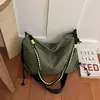 Bolso bandolera grande de cuerda tejida a cuadros finos con cordón, correa ancha plisada para el hombro, bolso de mano, bolso de hombro casual de moda callejera