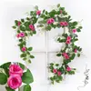 Vime de Rosa Artificial Decoração de Parede Flor Artificial Decoração de Parede Artificial Planta Orquídea Pendurada Cesta Suspensa Videira Artificial
