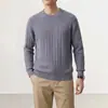 Suéter de Tricô OT Masculino Estilo Old Money Gola Redonda Manga Longa, Blusa Modal Masculina para o Trabalho, Suéter Masculino Liso Texturizado