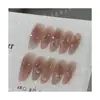 Uñas portátiles hechas completamente a mano, manicura de deseo puro de alta gama, meteoro rosa, pegatinas para uñas iluminadoras, uñas portátiles removibles para adultos