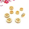 Cobre bañado en oro con fuerte retención de color, cuentas de rueda incrustadas con circonita, cuentas espaciadoras, cuentas separadoras para pulseras y collares DIY, materiales para accesorios de joyería