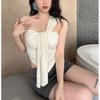 Camisole de Verão Tomara que Caia para Mulheres Usarem Fora, Ombros Assimétricos Irregulares, Top Tubo Plissado Emagrecedor Sem Mangas de Puro Desejo