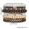 Pulsera de Cuentas Estilo Bohemio Perla Sintética Cristal Madera Set Multicapa Apilable Elástica para Hombres