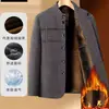 Venta directa del fabricante de chaquetas cálidas de invierno para hombre, chaquetas de chenilla de lana con forro polar y engrosadas con cuello alto, abrigo de algodón de abuelo