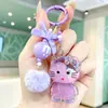 Mini Chaveiro de Gatinho Kt com Areia Líquida em Frasco de Óleo, Requintado Acessório de Bolsa Chaveiro de Areia Líquida Presente