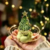 Árvore de Natal de Vidro Giratória Zibo Enfeite de Presente de Natal Decoração de Mesa 6,5cm Árvore Artificial