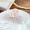 Grampo de Cabelo de Mármore Colorido Estética Francesa Flor de Três Pétalas Presilha de Acetato Fashion Simples Versátil Acessórios de Cabelo Atacado