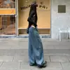 Jeans retro lavados de pierna ancha con cordón para mujer, nuevos de cintura alta, estilo holgado de ropa de trabajo, pantalones largos adelgazantes