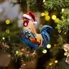 Navidad 2D Acrílico Dibujos Animados Gallo Colgante Árbol de Navidad Colgante Decorativo Lindo Transfronterizo