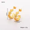 Pendientes de Acero de Titanio Estilo Ins Espigas Flores Hojas Pendientes Pendientes Pendientes de Acero Inoxidable Oro 8K Pendientes de Gama Alta para Mujeres