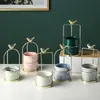 Vaso Pequeno Portátil Nórdico Ins Vasos Criativos de Ferro para Flores Secas Ornamentos de Vasos de Cerâmica com Laço para Suculentas