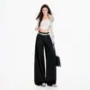 26 Jeans Nuevos de Moda para Mujer Pierna Ancha Estilo Americano Color Sólido Plisado Caída Adelgazante Suelto Soporte Dropshipping