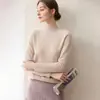 Suéter de cachemira de primera línea listo para usar para mujer otoño e invierno cuello alto semi alto manga larga jersey de punto lana base suéter sin costuras