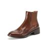 Botines de Cuero con Textura, Estallido de Piel de Vaca, Brocado Tallado Hueco, Chelsea, Otoño e Invierno 2024, Tacón Medio Grueso, Punta Redonda, para Mujer