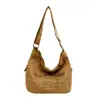 Bolsa de Lona Grande Capacidade Bolsa Transversal para Alunos Bolsa Tote Simples Estilosa Bolsa de Lona com Estampa de Letras Coreanas