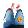 Shorts Jeans Bordados com Toalha Retro Burger Fries para Homens e Mulheres Soltos Verão 2025 Novas Calças Retas de Perna Larga