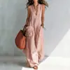 2026 Comercio Exterior Transfronterizo Ropa de Mujer Nueva Color Sólido Cuello en V Elegante Holgado Estilo Europeo y Americano Mono con Bolsillos