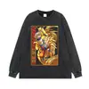Camiseta unisex verano versátil estampada manga corta desgastada retro vintage hombro caído marca de moda
