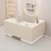 Balcão de Caixa Simples para Loja de Roupas Femininas, Mesa de Bar de Canto para Loja de Roupas, Balcão Preto em L, Recepção Frontal para Estúdio de Yoga