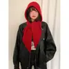 Pasamontañas Rojo para Mujer Otoño e Invierno Cálido Bufanda Sombrero de Lana Pieza Única Bufanda para Cuello con Capucha Gorro Tejido de Moda