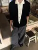 Nuevo diseño de chaqueta suéter de alta gama de imitación de dos piezas para hombres y mujeres, top de moda coreana y moda británica para hombre para otoño