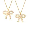 Collar para Clavícula Rueda de la Fortuna Lazo Conchas Shijia Perlas Circonita Acero de Titanio Chapado Eléctrico PVD Oro Real Joyería que No se Desvanece para Mujeres
