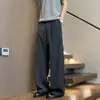 Calça Jogger Preta Masculina Estilo Americano, Comprimento Estendido, Cordão, Perna Larga, Temporada de Primavera, Cintura Alta, Tecido Air Layer