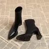 Botas Curtas de Salto Alto Bico Fino Estilo Europeu e Americano para Mulheres, Novo Modelo Outono e Inverno 2025, Plataforma Impermeável, Botas Muito Estilosas e Emagrecedoras