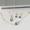 Cross-border New Hot Oil Dropping Plate Diamante em Borboleta Dourada Casual Pulseira Anel Colar Brincos Terno feminino
