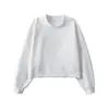 Estilo Coreano Nova Camiseta de Air Layer com Gola Redonda Simples Casual Versátil de Manga Longa Blusa Curta Esportiva Solta com Caimento para Mulheres