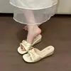 Chinelos Plataforma Femininos 2026 Novo Verão Outdoor Laço Estilo Fada Temperamento Combinando com Saias Sandálias de Dedo Aberto