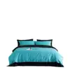 Estilo Instagram Duas Cores Minimalista Toque de Luxo Todo Algodão Algodão Lavado Conjunto de Quatro Peças Lençol de Elástico 100% Algodão Lençol de Cama Capa de Edredom Roupa de Cama para Todas as Estações