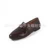 Sapatos Mocassins Femininos de Couro Bovino de Primeira Camada com Fivela Prateada Sapatos Baixos Outono Inverno Novos de Couro Genuíno Confortáveis Bico Redondo Corte Médio Sapatos Individuais Sapatos para Todas as Estações