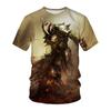 Camiseta de Manga Corta de Verano para Hombre Estampado Digital 3D Depredador Cuello Redondo Holgada de Media Manga Camisa Base