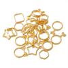 Conjunto de anel de furo duplo moldura de talão anel de pérola acessórios DIY anel de pérola coelho bonito frisado liga anel de talão perfurado