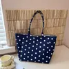 Bolsa Tote de Lona com Bolinhas de Grande Capacidade Transfronteiriça 2026, Bolsa de Ombro para Compras Estilo Artístico Preguiçoso da Moda para Todas as Estações