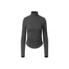 Heyhenry 2025 Europeu e Americano Gola Alta Design Plissado Manga Longa Outono e Inverno Aparência Emagrecedora Camiseta Base Top para Mulheres