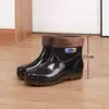 Botas de chuva sanitárias para alimentos masculinas de cano alto resistentes a óleo, ácido e álcali, cozinha antiderrapante, impermeáveis, de cano médio, solado de tendão resistente ao desgaste