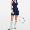 Saia de tênis feminina para esportes transfronteiriços, modelo polo com lapela, estilo casual, ideal para fitness, badminton e golfe.