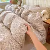 Estilo ins juego de ropa de cama de algodón puro con lunares pequeños juego de cuatro piezas sábana funda de edredón sábana ajustable cama de dormitorio de estudiante juego de tres piezas 3