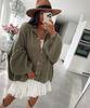 Amazon Aliexpress Transfronterizo 2025 Estilo Europeo y Americano Moda Color Puro Casual Retro Cárdigan Suéter Cárdigan Manga Murciélago