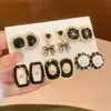 Conjunto de Dez Brincos Pingente Flor de Pérola Agulha de Prata e Diamante, Brincos Modernos e Versáteis, Brincos Retro de Luxo Leve para Mulheres