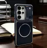 Aplicable para Samsung S26 Ultra Shield Core Funda de Cuero Magnética para Teléfono s25 Ultra Botones Metálicos s24u Cubierta Protectora