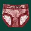 Nuevas bragas de encaje con letras para niñas en un estilo puro y seductor, sin costuras y sexys, con refuerzo de seda, bragas de cintura media-alta para mujer
