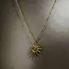 Collar Colgante Retro del Dios Sol Apolo, Cadena Clavicular Dorada Brillante de Alta Gama, Colgante de Estilo Minimalista Europeo y Americano